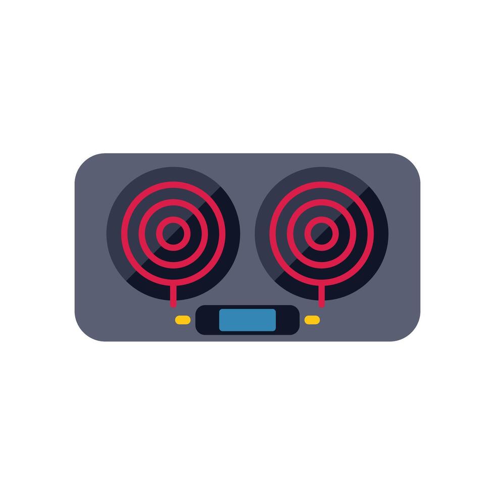 Modern electric stove top view with two red hot plates glowing vector