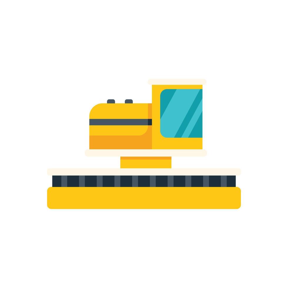Yellow mining harvester excavating minerals from ground vector