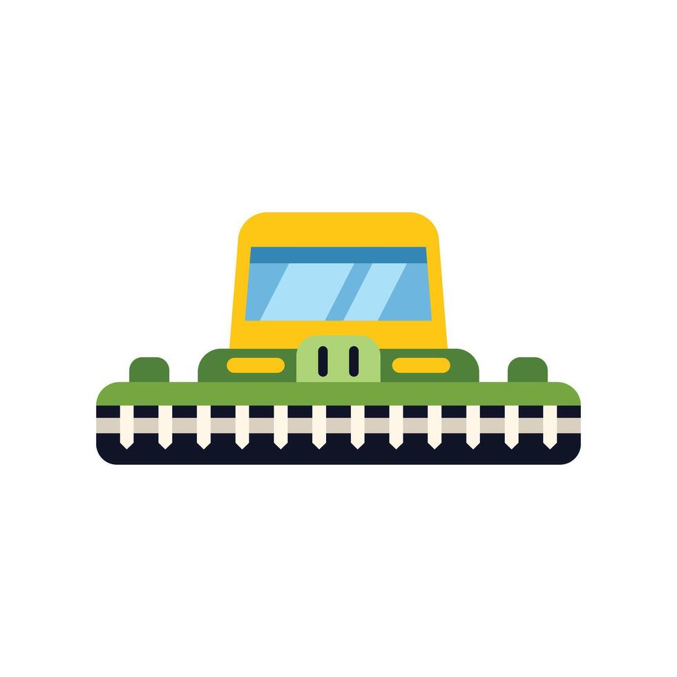Modern combine harvester working in field flat design icon vector