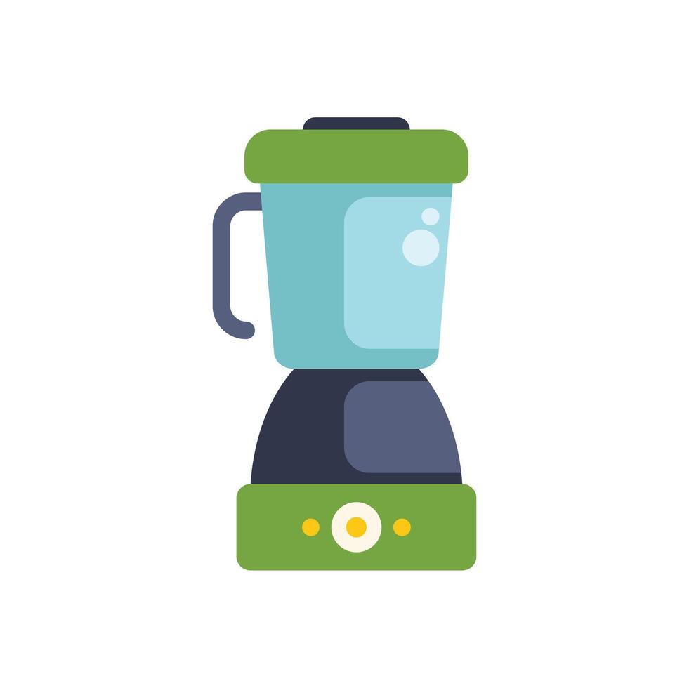 Green and blue blender preparing a smoothie with bubbles inside vector