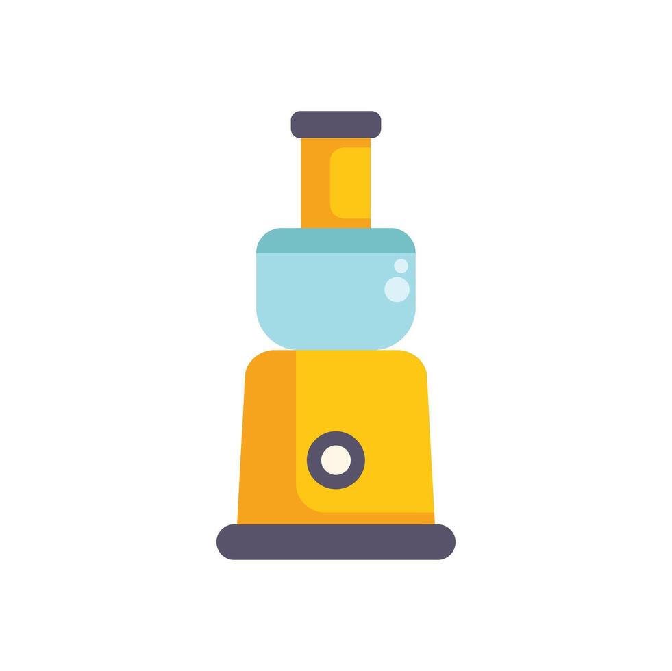 Yellow food processor making smoothie with bubbles in glass container vector