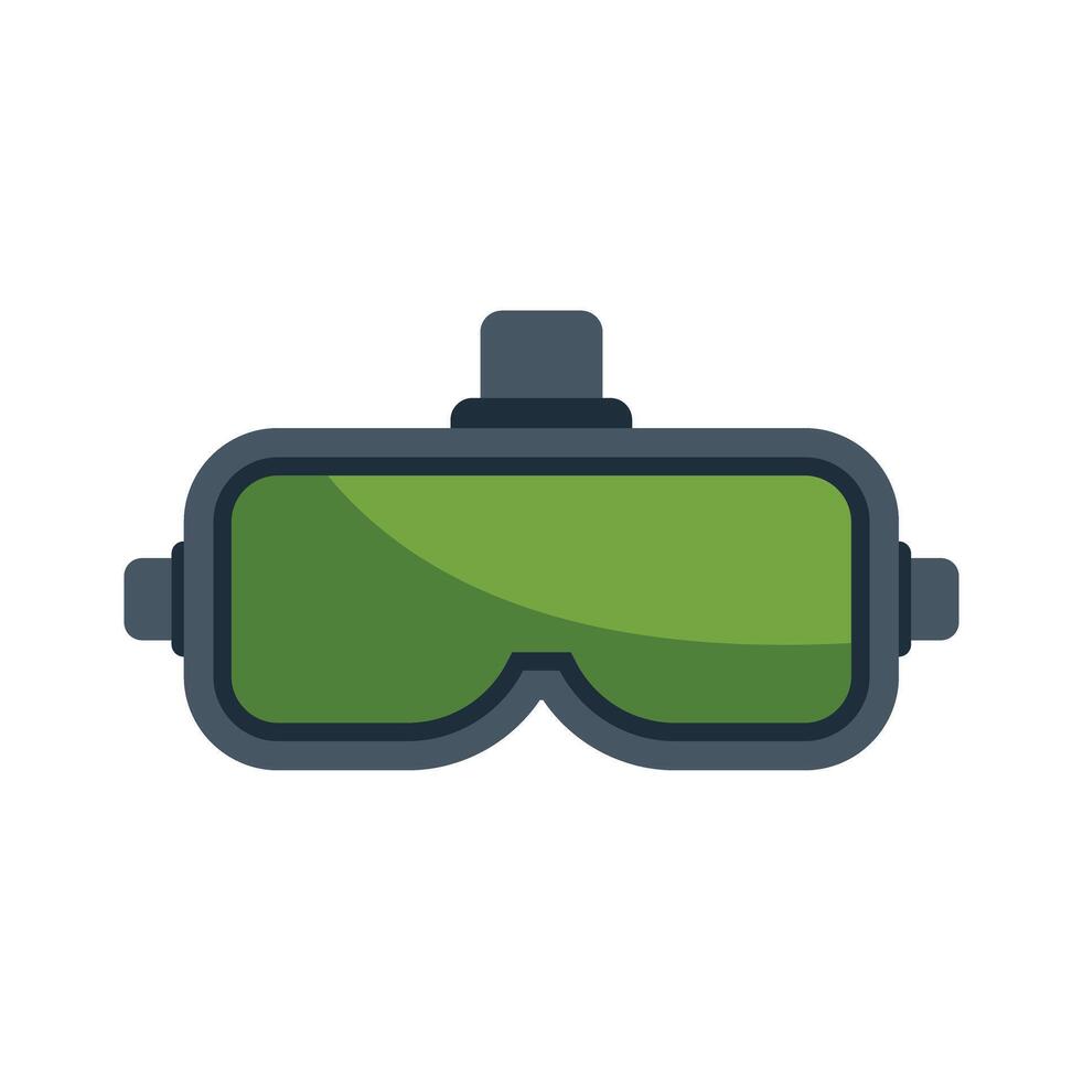 Virtual reality headset showing green screen displaying digital interface vector