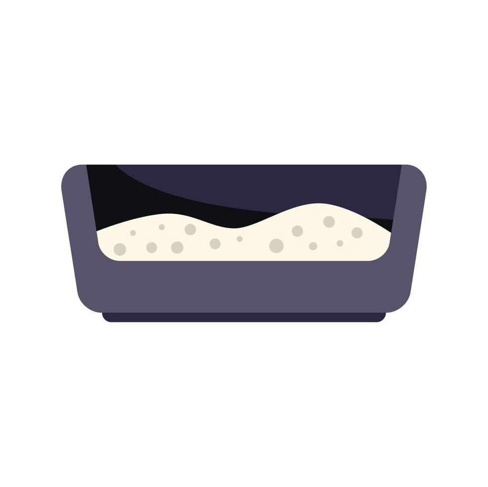 Cat litter box full of sand for domestic animal hygiene vector