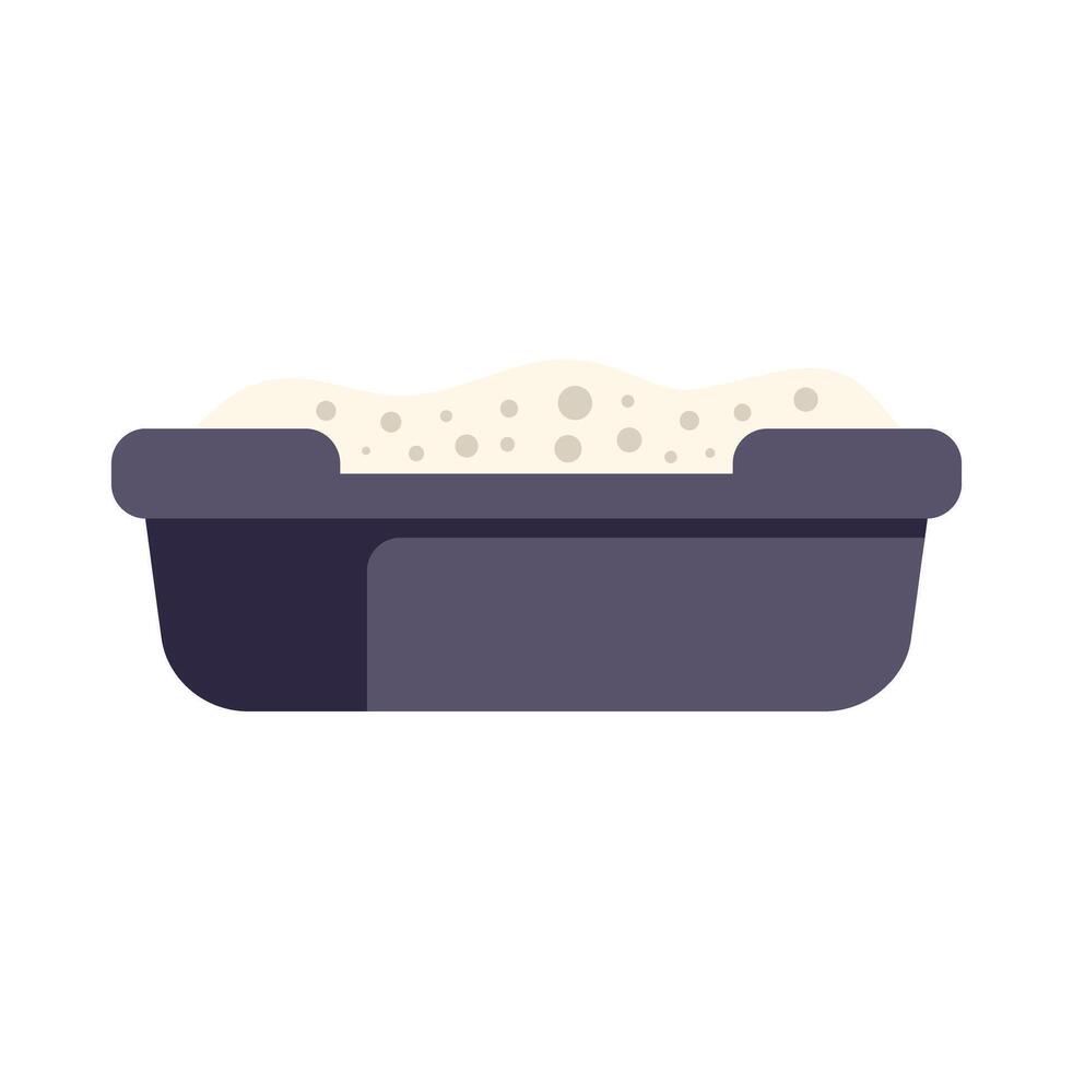Cat litter box full of sand for feline hygiene vector