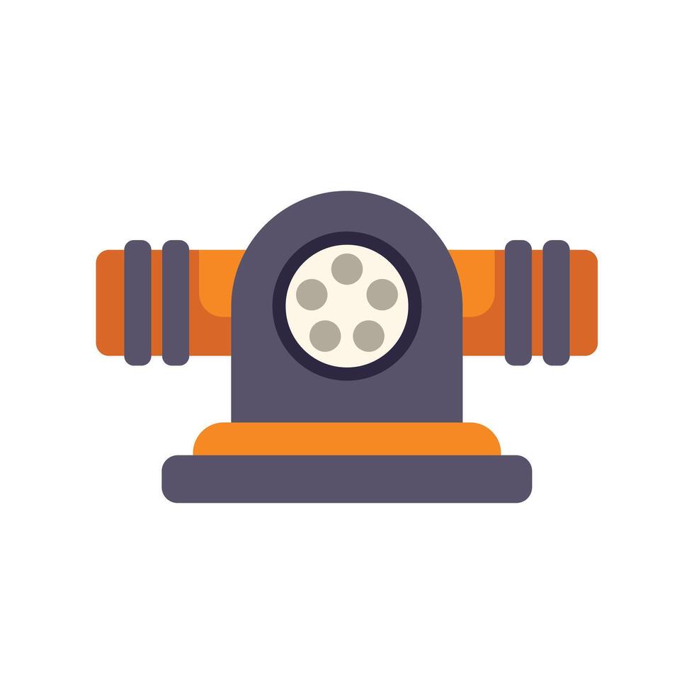 Orange and grey cartoon style cannon standing still vector