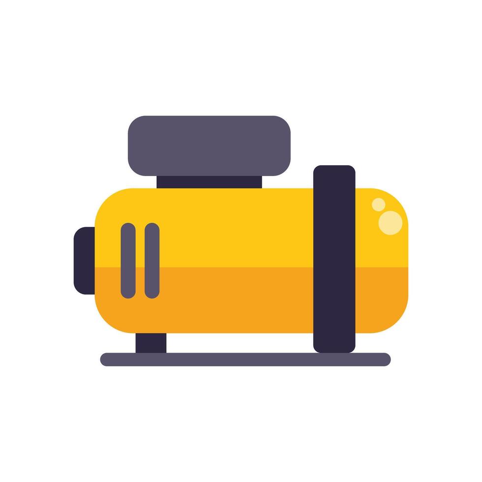 Yellow air compressor providing compressed air for industrial use vector