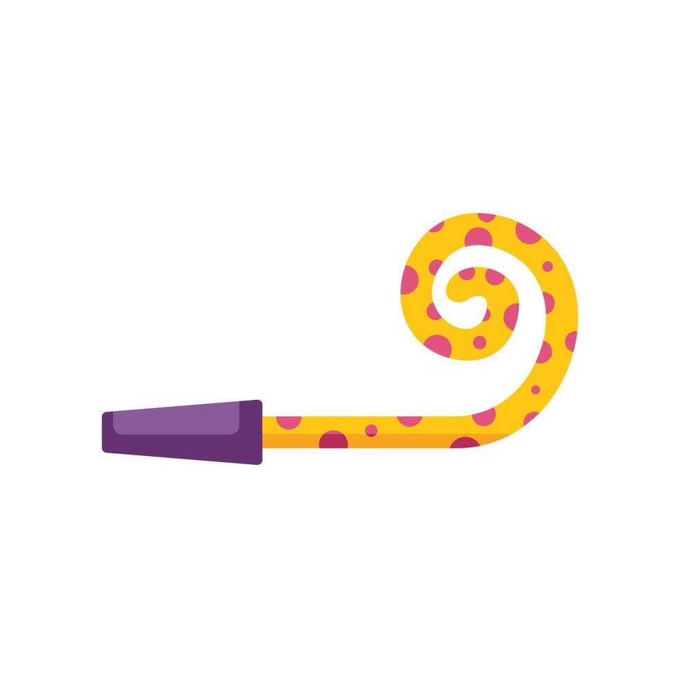 Yellow party blower making a festive spiral shape vector