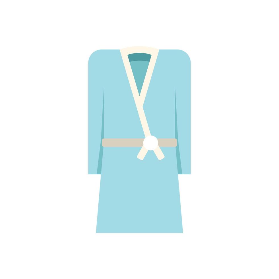Light blue bathrobe with belt for hotel and spa relaxing vector