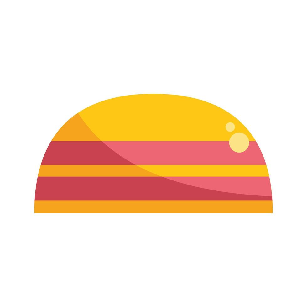 Half circle sunset with yellow and pink stripes representing a summer evening vector