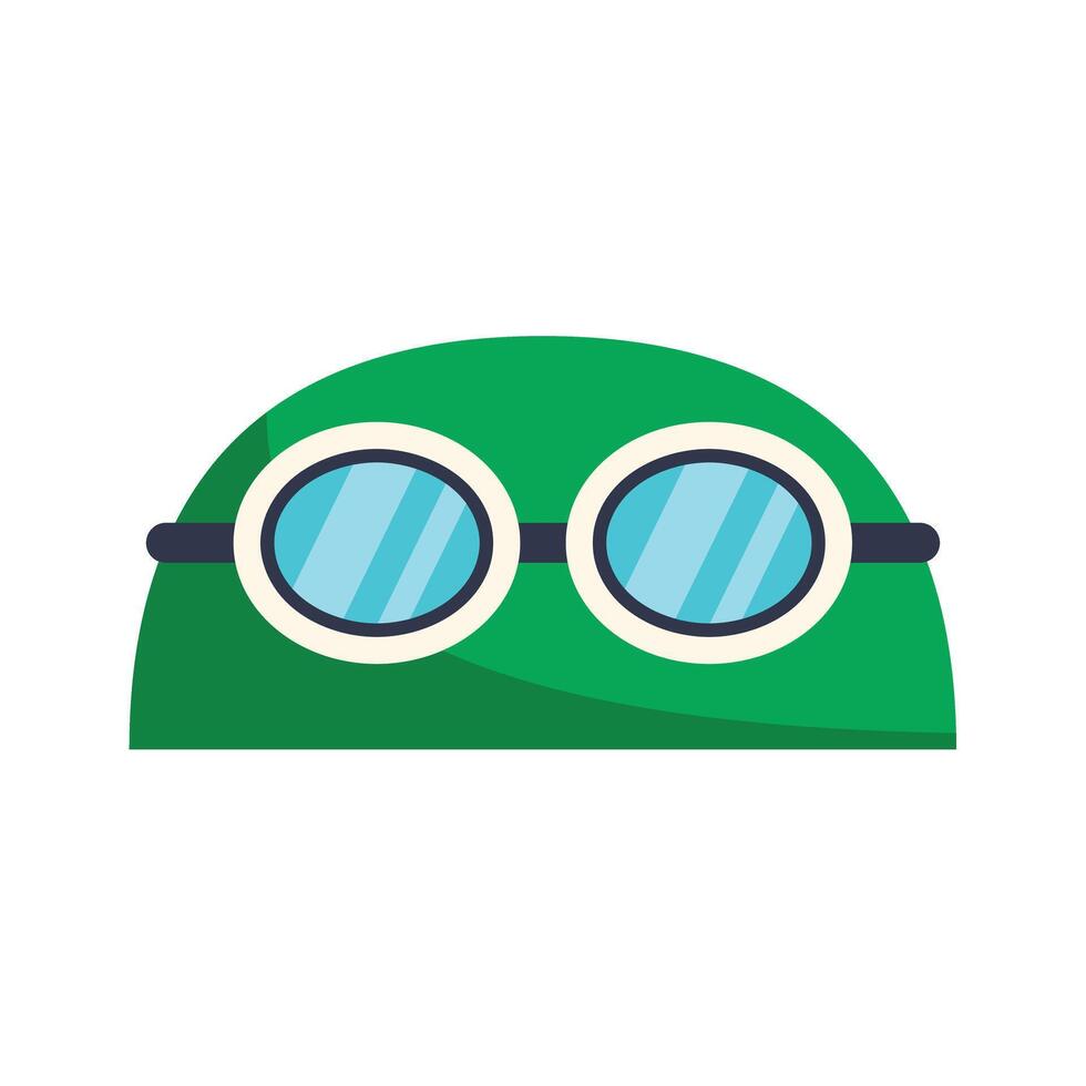 Green swimming cap with goggles showing summer fun concept vector