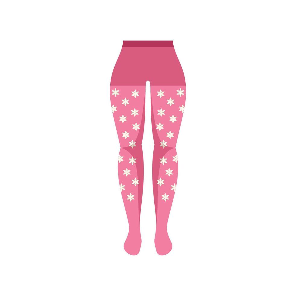 Pink tights with white floral print showing fashion style vector