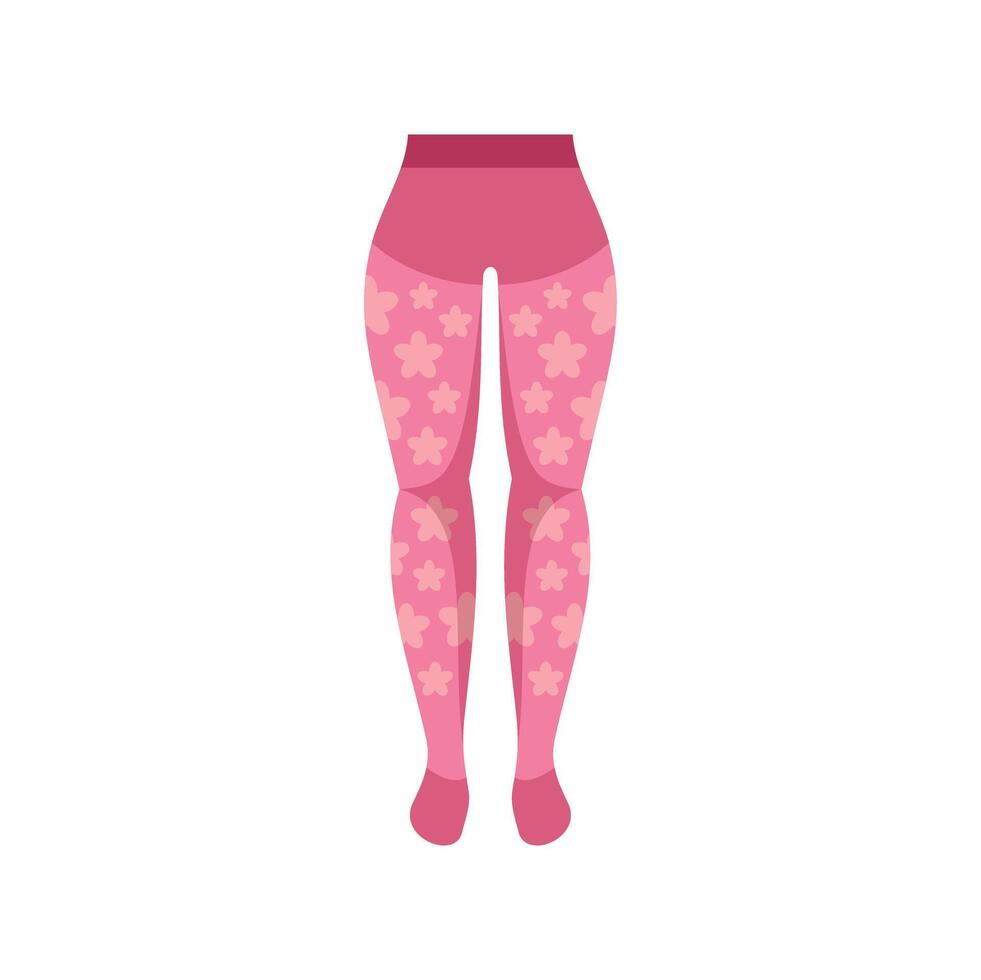 Pink leggings with floral pattern showing legs from waist down vector