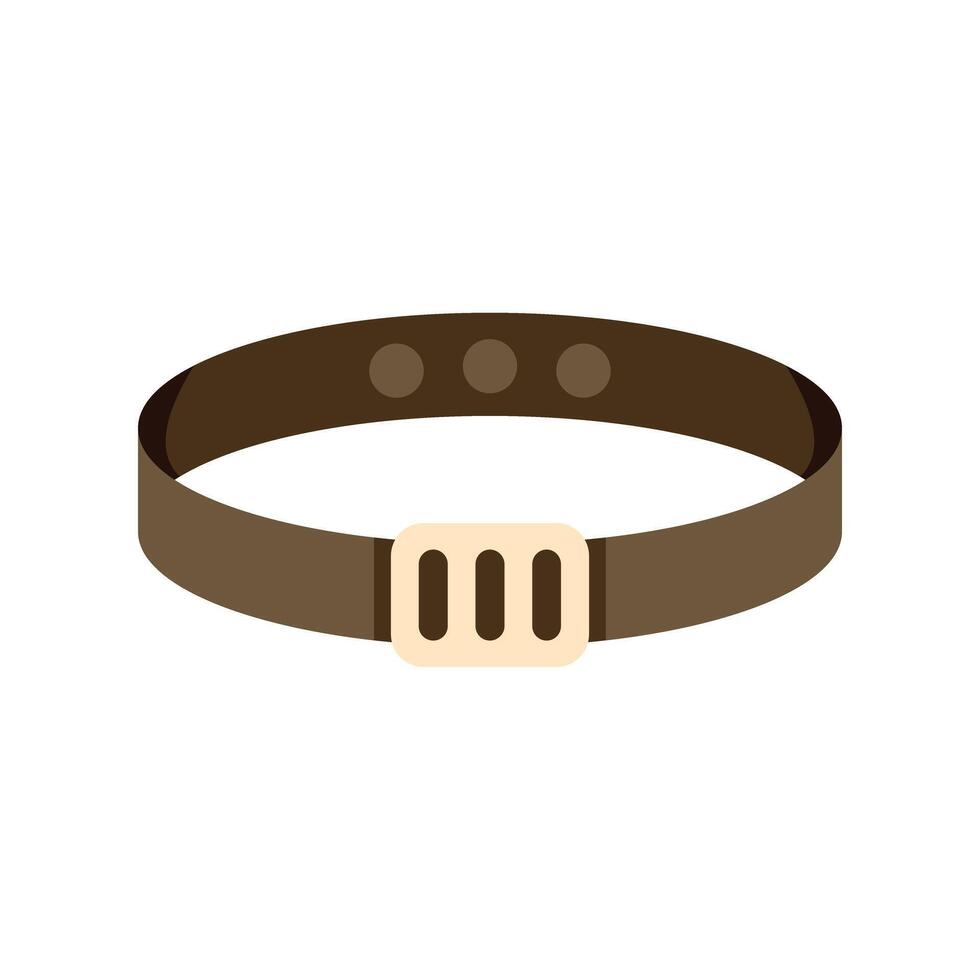 Brown leather belt with metal buckle fastened on white background vector