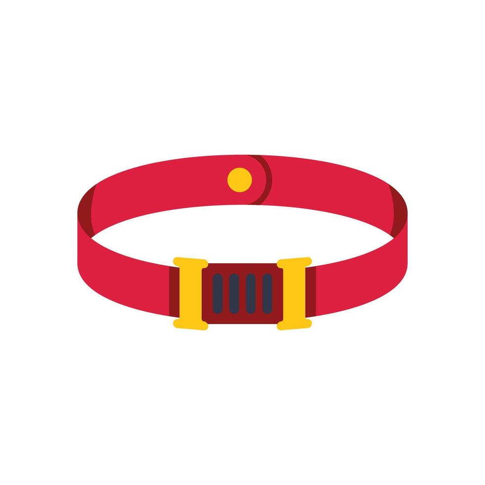 Red belt with golden buckle fastened on white background vector