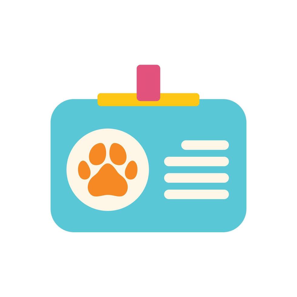Blue pet id card with orange paw print showing belonging vector