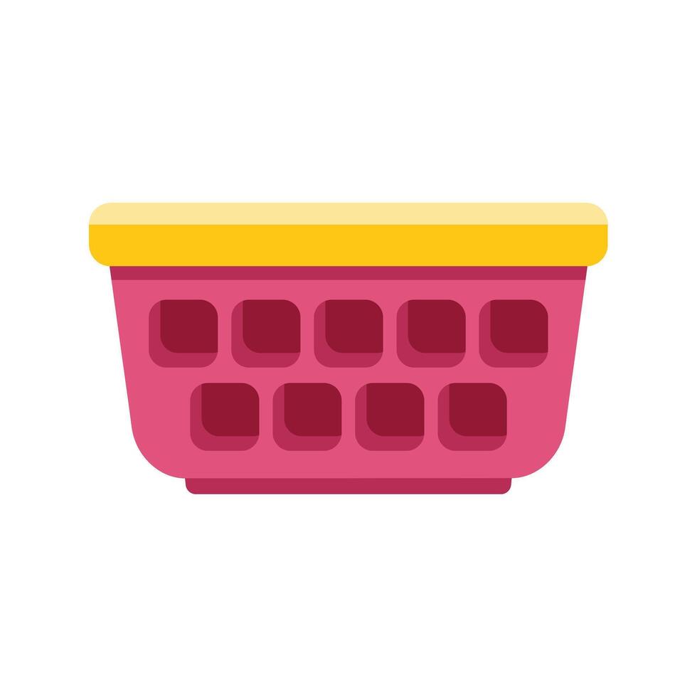 Empty plastic laundry basket with yellow lid for clothes storage vector