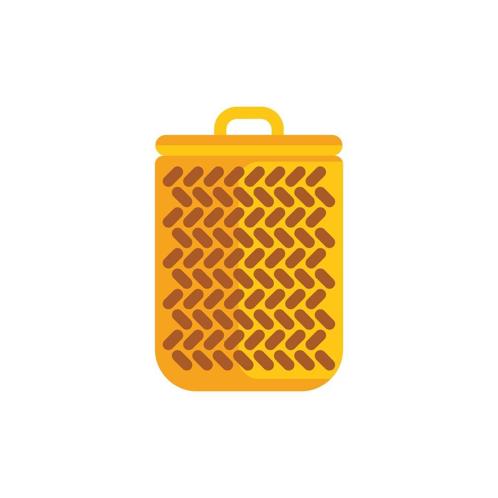 Empty wicker basket with handle standing upright illustration vector