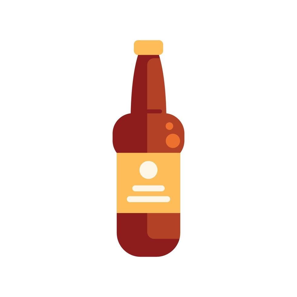 Brown beer bottle with blank label standing on white background vector