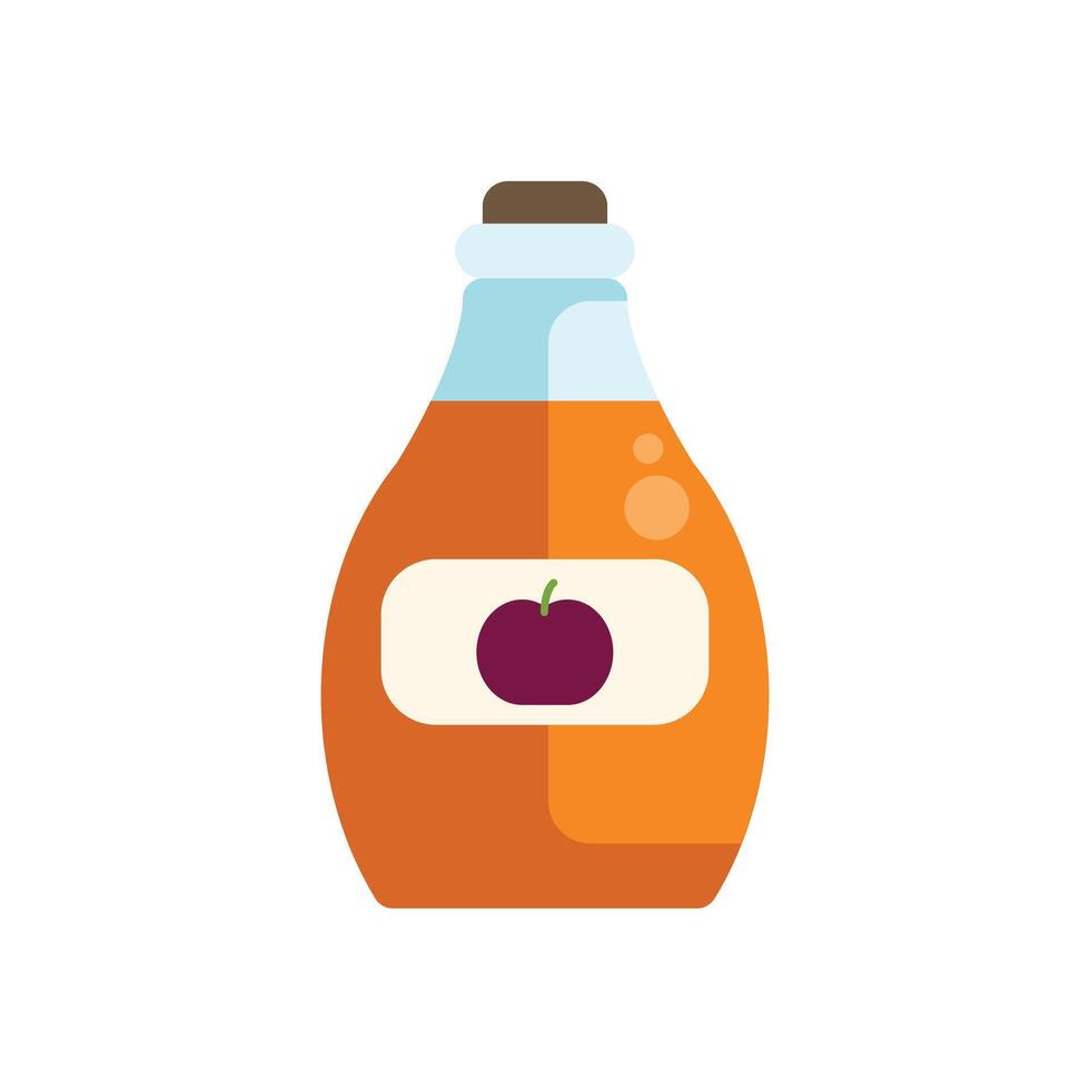 Glass bottle containing apple juice with label illustration vector