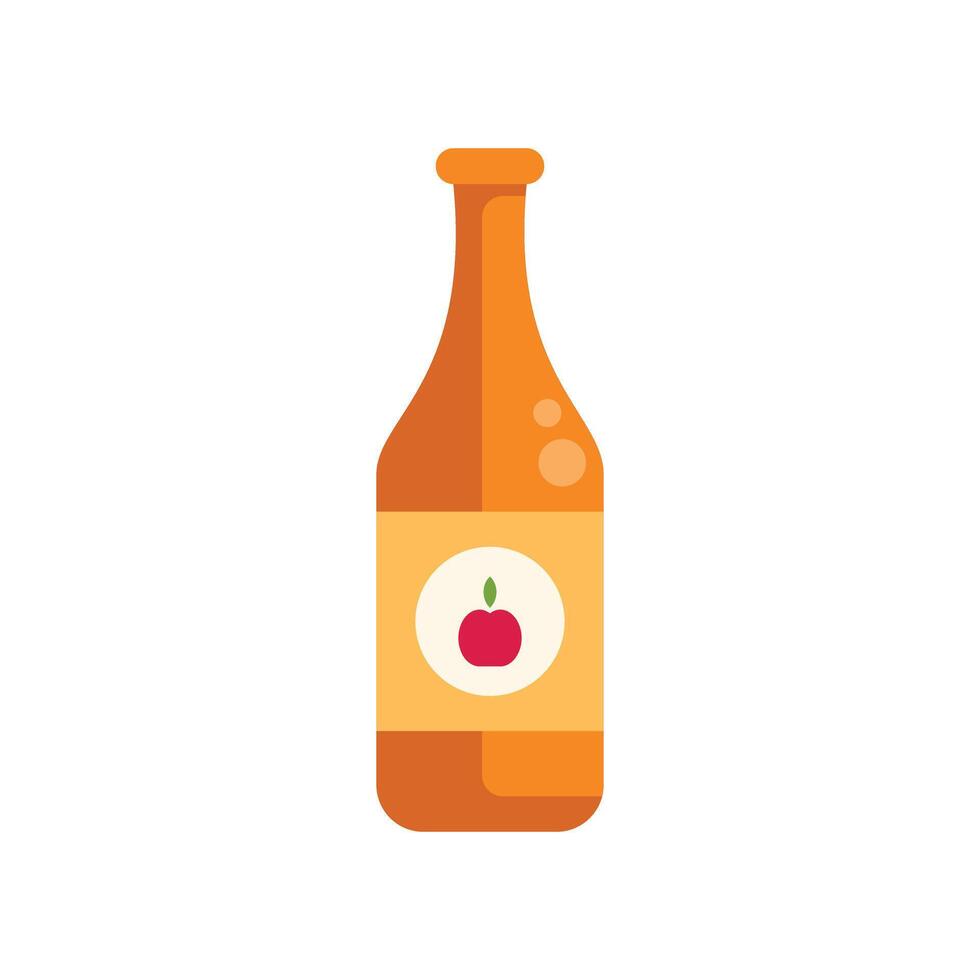 Glass bottle containing apple juice with apple on label vector