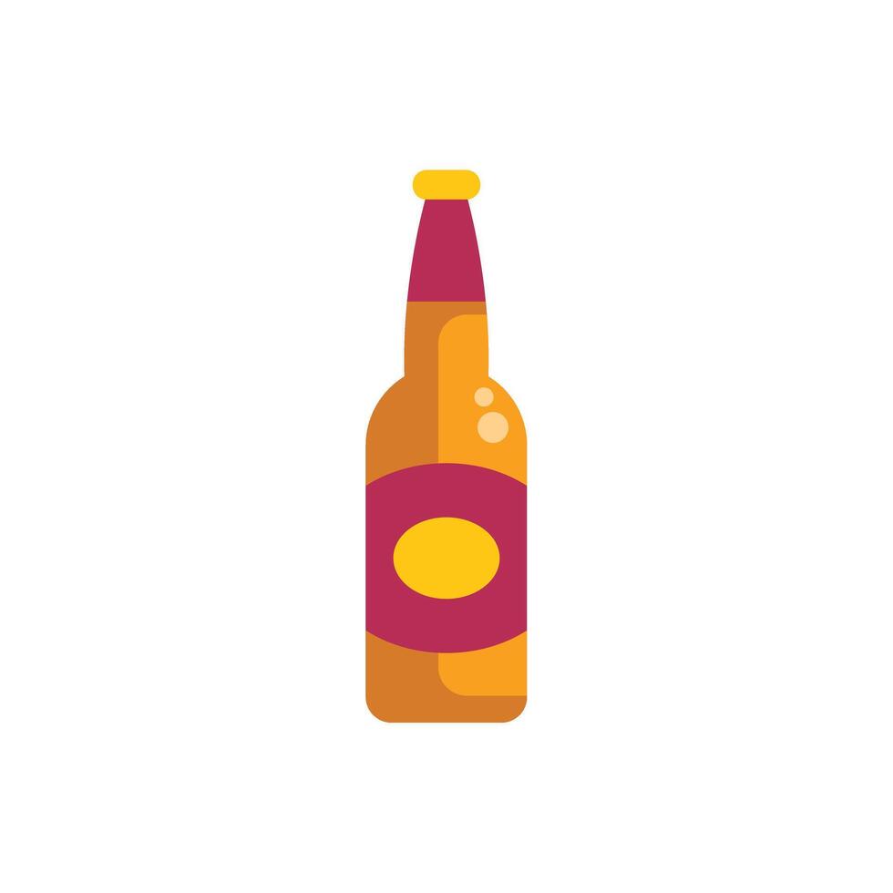 Glass beer bottle with blank label standing on white background vector