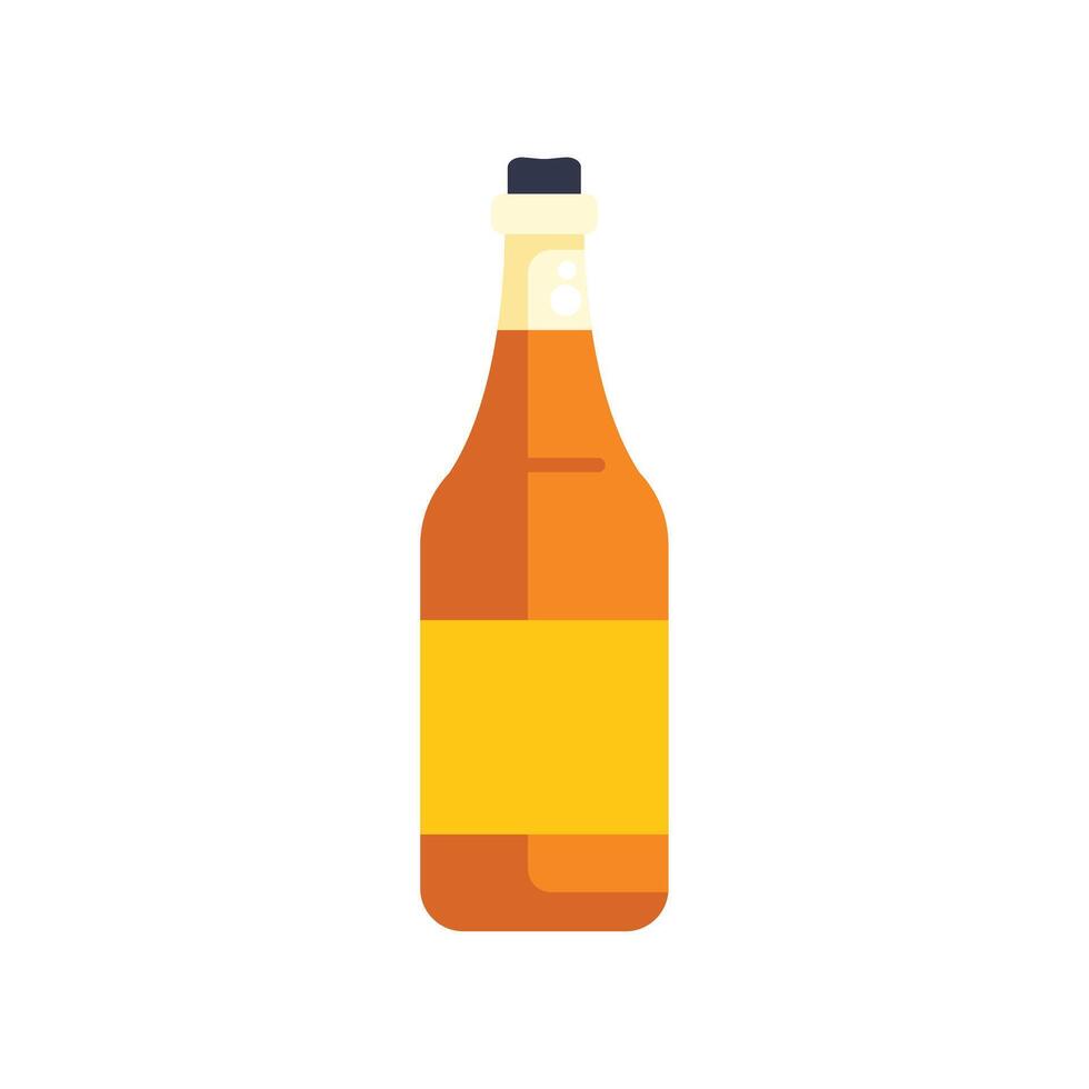 Glass bottle containing refreshing cold beer with blank label vector