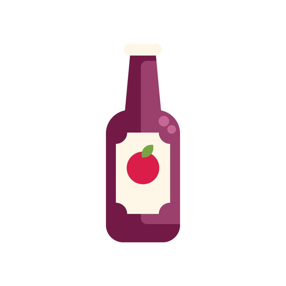 Apple cider vinegar bottle with label featuring red apple illustration vector