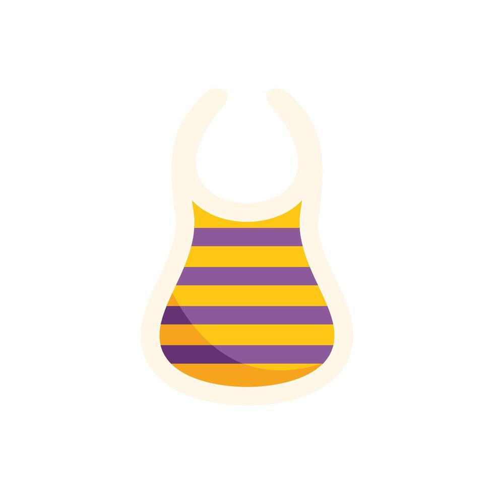 Baby bib with yellow and purple stripes for protecting clothing while eating vector