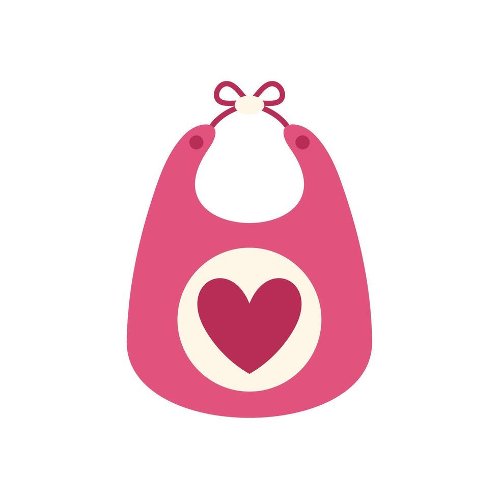 Pink baby bib with heart for girls showing love vector