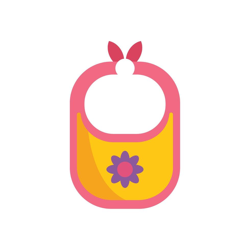 Baby bib decorated with flower icon representing newborn girl vector