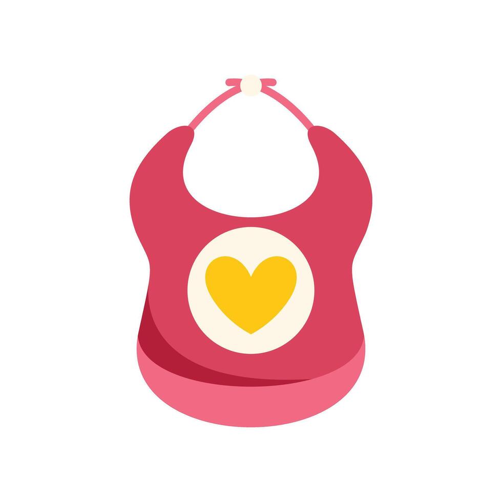 Pink baby bib with yellow heart for girls or boys vector