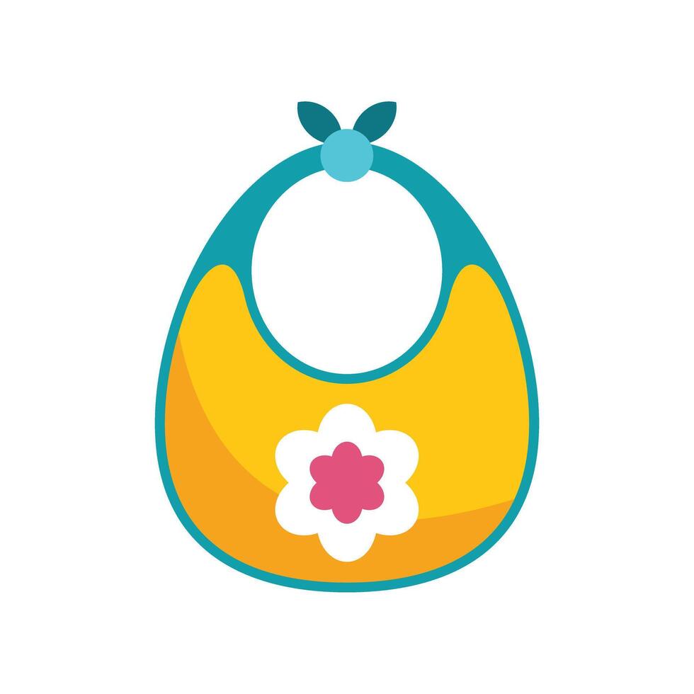 Yellow baby bib with flower decoration for girls vector