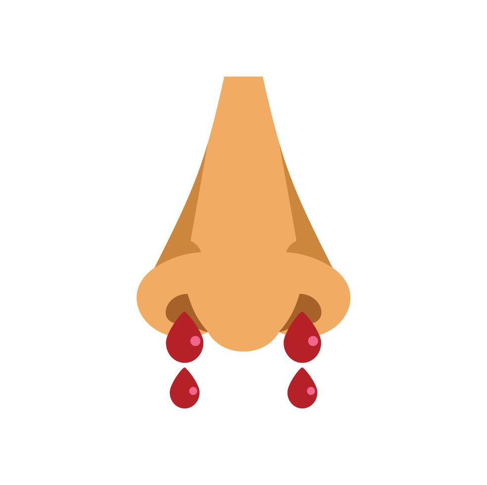 Human nose bleeding with blood drops flowing downwards vector