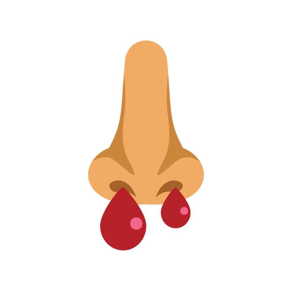 Nose bleeding with blood drops flowing from nostrils medical concept illustration vector