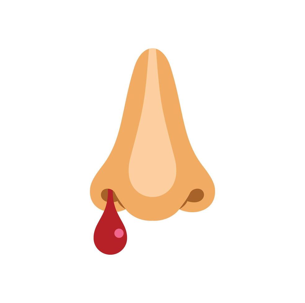 Human nose bleeding with a drop of blood dripping down illustration vector
