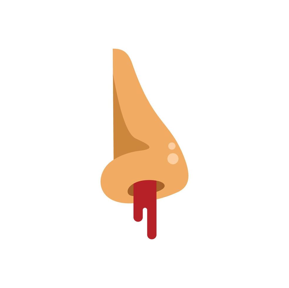 Human nose bleeding with blood drops flowing downwards vector