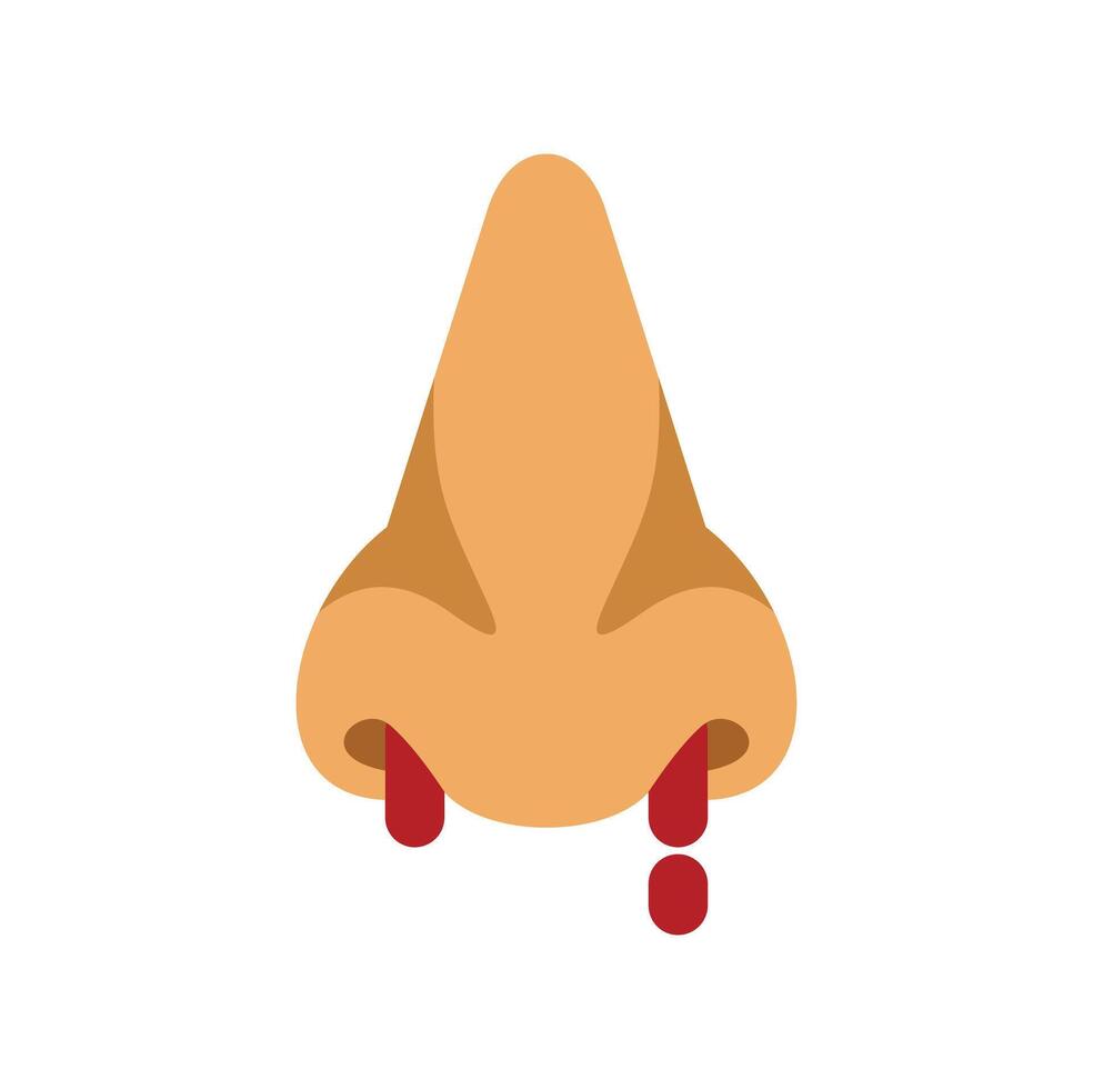 Human nose bleeding with blood drops flowing downwards vector