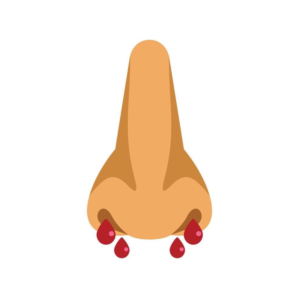 Human nose bleeding with blood drops flowing downwards vector