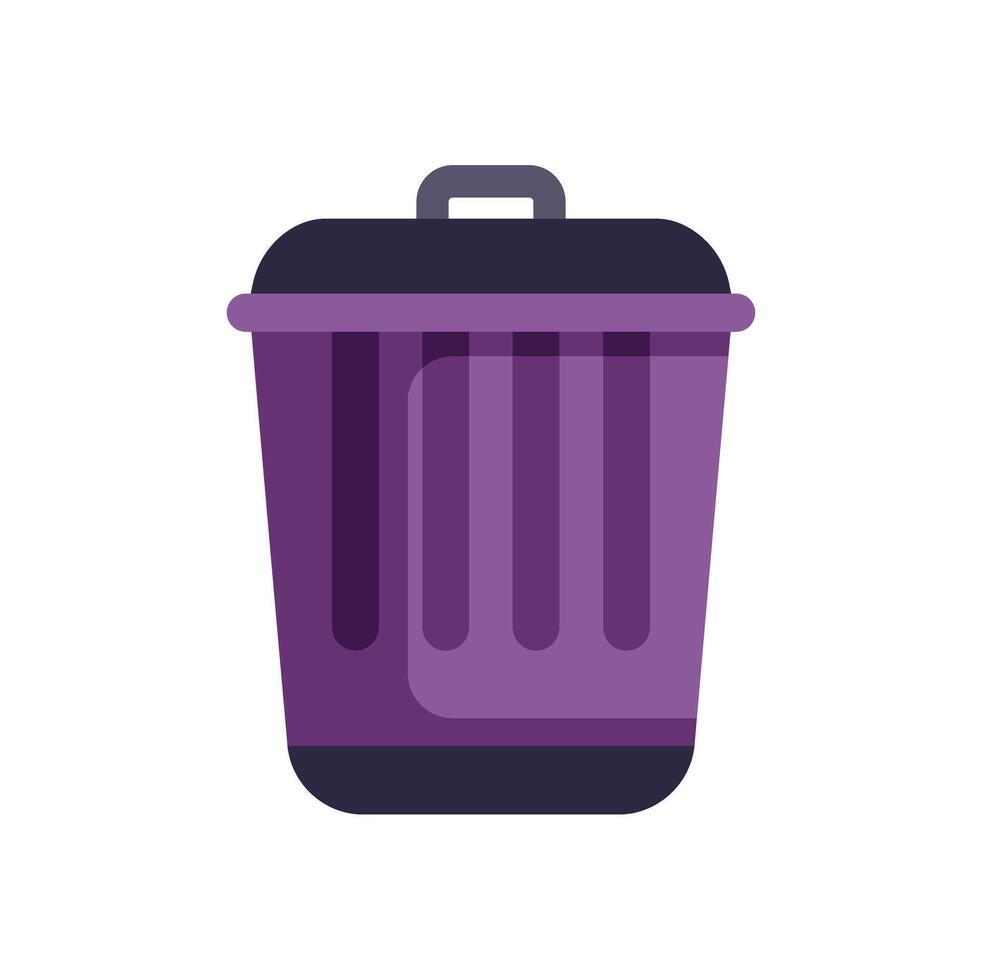 Purple trash can representing recycling and waste management vector