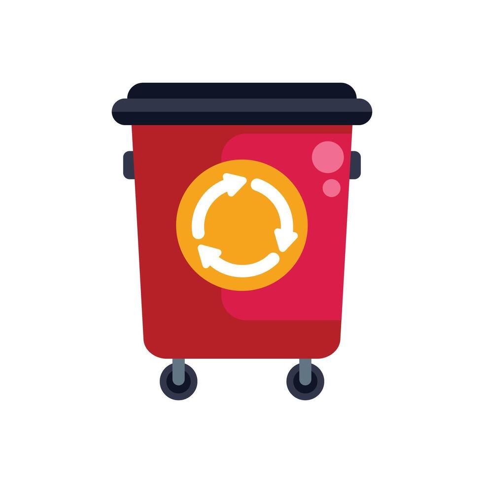 Red recycling bin promoting environmental awareness and waste separation vector