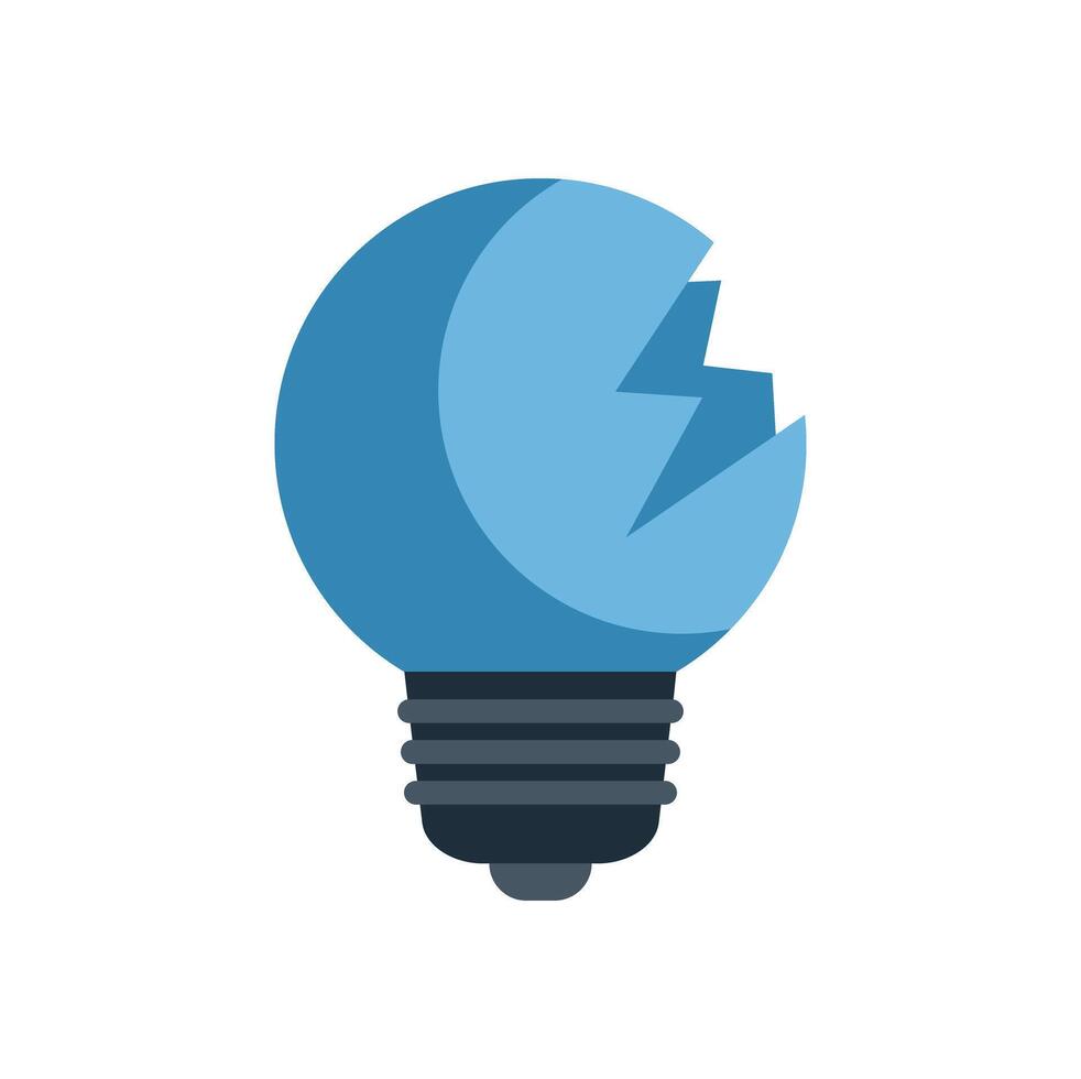 Broken light bulb showing lack of idea and creativity vector