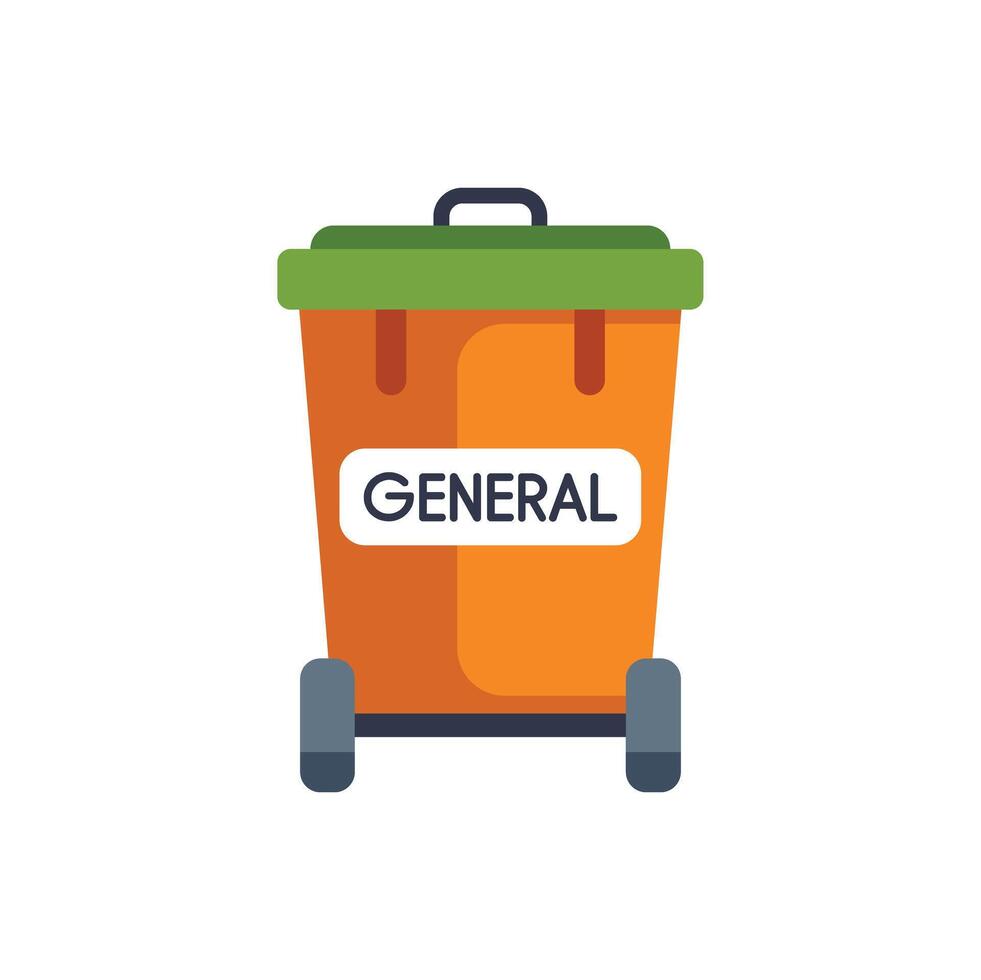 Orange general waste container bin standing on white background vector