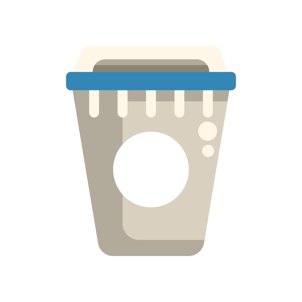 Disposable paper coffee cup with plastic lid and blank label vector