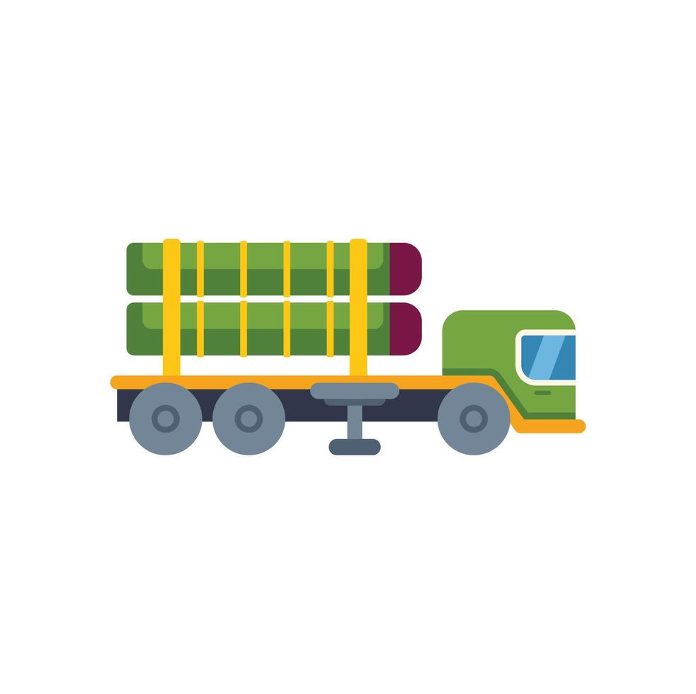 Logging truck transporting wood logs on a trailer vector