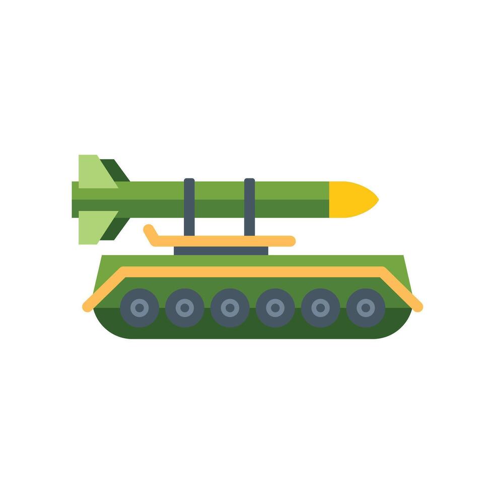 Military tank with missile launcher targeting enemy forces vector