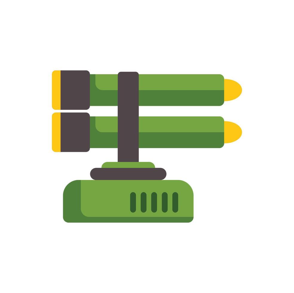 Powerful artillery rocket launcher system on military platform vector