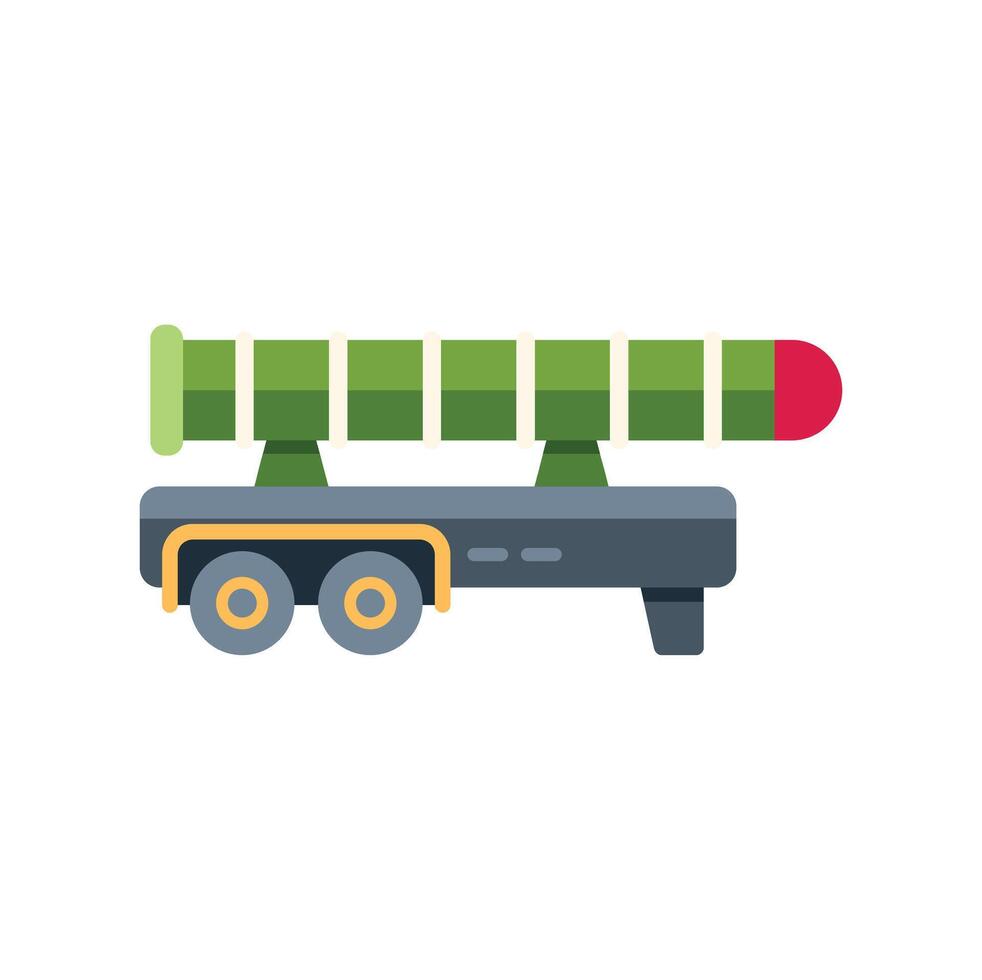 Military truck carrying a nuclear missile on a launcher vector