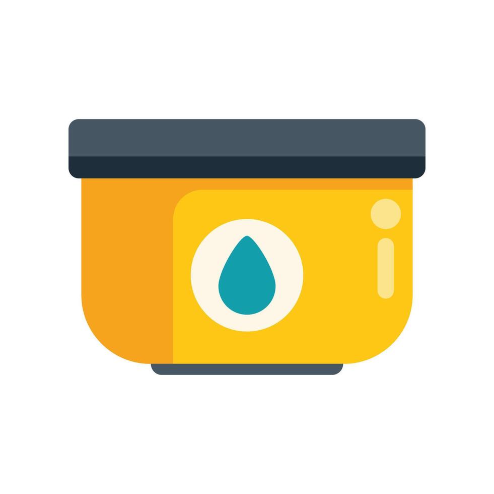 Yellow water tank with information sign icon illustrating liquid storage vector