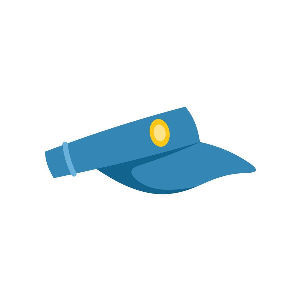 Blue peaked cap with badge showing side view vector