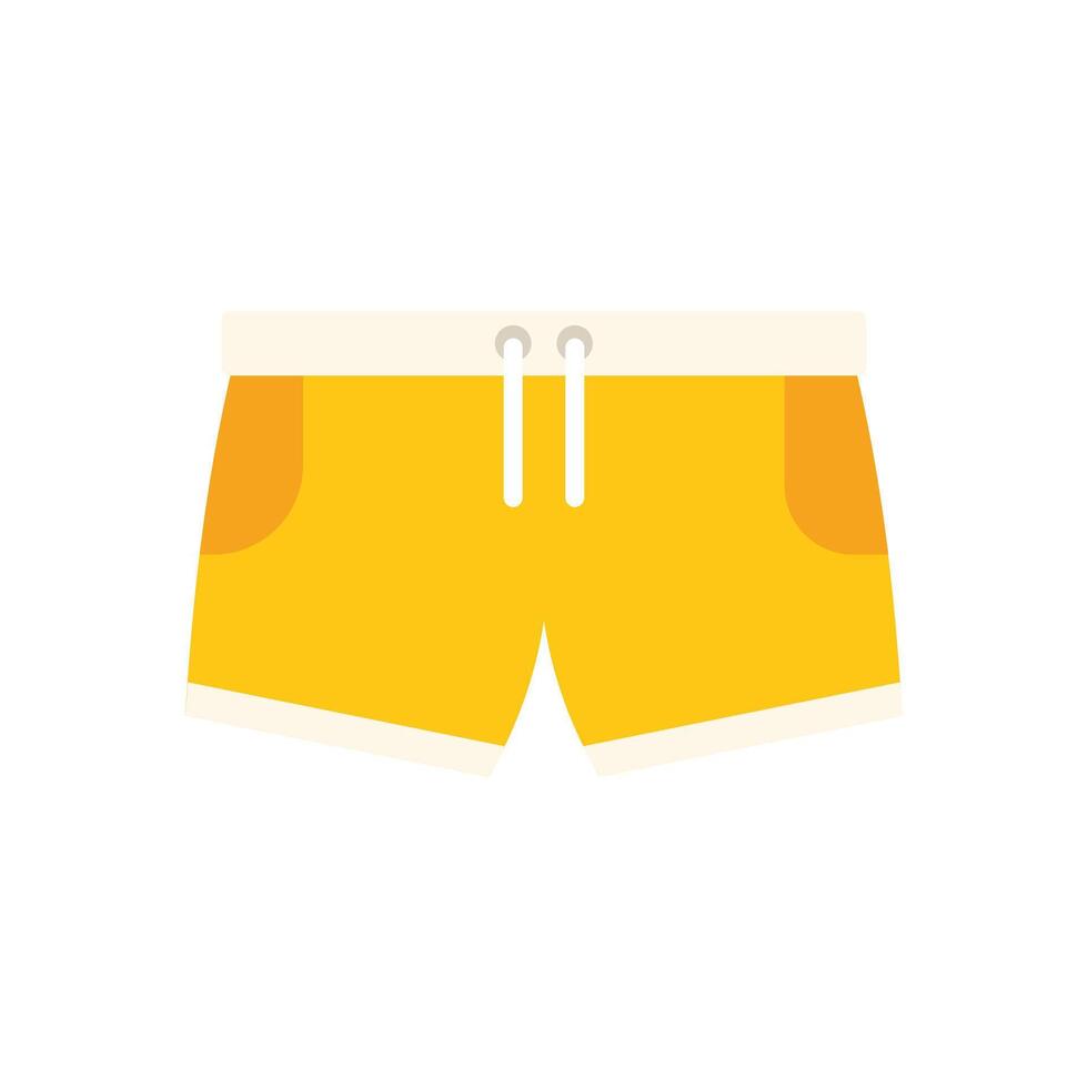 Yellow summer shorts with white drawstrings presenting casual clothing item for beach season vector